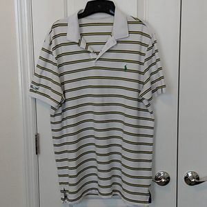 POLO MEN'S WHITE AND STRIPED POLO SHIRT